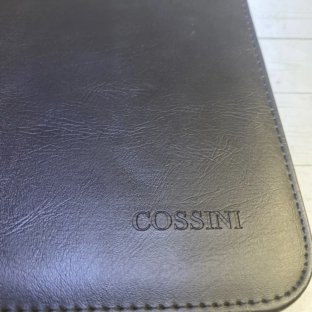 Cossini Black Superior Vegan Leather Business Portfolio with Zipper –